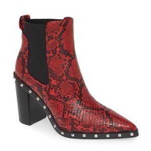 Charles By Charles David Red Snake Pattern Booties